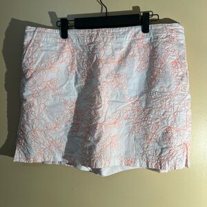 Women’s Lady Hagen White Neon Orange Stitch Golf Tennis Skort Size 14